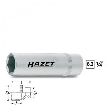 HAZET 6point socket long 850Lg, size 4 - 13 mm