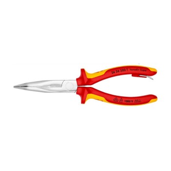 KNIPEX 26 26 200 T Flachrundzange mit Schneide, 200 mm