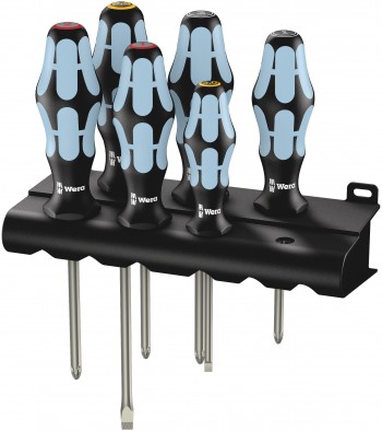 Wera 3334/3350/3355/6 Screwdriver set, stainless and rack (05032063001)