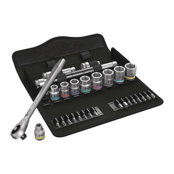 Wera 8100 SB 10 Zyklop Metal Ratchet Set with push-through square, 3/8" drive, imperial (05004050001)