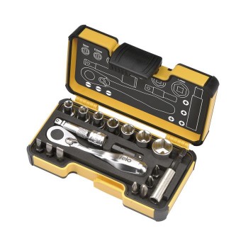 Felo Werkzeugsatz XS 18 1/4" mit Miniratsche , Bits, Steckschlüsseleinsätzen und Zubehör, 18-tlg 00005771806