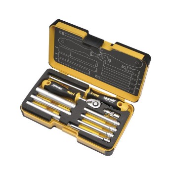Felo Werkzeugsatz R-GO M-Tec 1/4" mit ERGONIC Ratsche, M-Tec Steckschlüsseln und Adaptern 10-tlg 00005781006