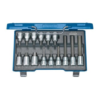 GEDORE Screwdriver bit socket set 1/2" 15 pcs in-hex 5-17 mm (6129360), IN 19 LKM