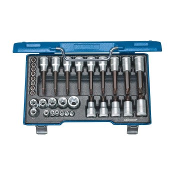 GEDORE Screwdriver bit socket set 1/2"+1/4" 34 pcs TORX (6129440), 19 TX 20