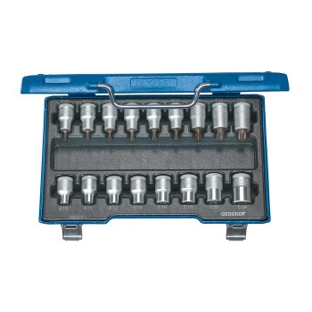 GEDORE Screwdriver bit socket set 1/2" 17 pcs TORX (6129520), ITX 19 TX-017