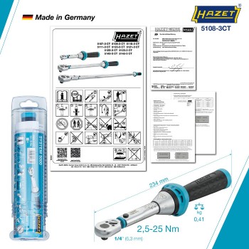 HAZET 5108-3CT Drehmomentschlüssel, 2.5 - 25 Nm