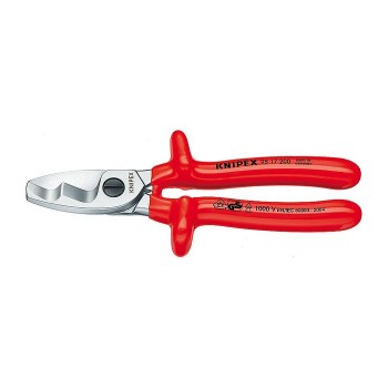 KNIPEX 95 17 200 Cable Shears, twin cutting edge, dipped insulation, VDE 200 mm