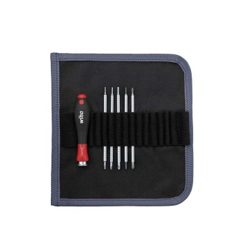Wiha Schraubendreher mit Wechselklingen Set SYSTEM 4 Schlitz, Phillips 6-tlg. in Rolltasche (00616)