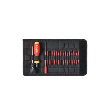 Wiha Torque screwdriver set TorqueVario®-S electric Mixed, variably adjustable torque limit, 18 pcs. in folding bag (36791) 0,8-5,0 Nm