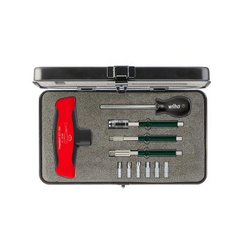 Wiha Torque screwdriver with T-handle set TorqueVario®-S T mixed, 11 pcs., variably adjustable torque limit, 5–14 Nm in box (29234)