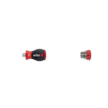 Wiha Screwdriver with bit magazine magnetic TORX® with 6 bits, Stubby, 1/4" in blister pack (33744)