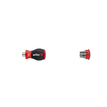 Wiha Schraubendreher mit Bit Magazin magnetisch TORX® mit 6 Bits, Stubby, 1/4" in Blister (33744)