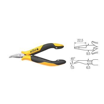 Wiha Flachrundzange Professional ESD gebogene Form, ca. 45° (26802) 120 mm