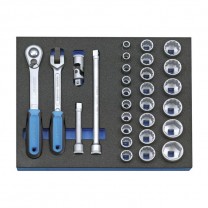 GEDORE   Socket set 1/2" in 2/4 CT tool module, 29 pcs (2016494), 2005 CT2-D 19