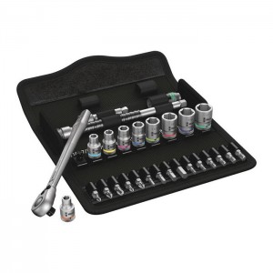 Wera 8100 SA 11 Zyklop Metal Ratchet Set with switch lever, 1/4" drive, imperial (05004021001)