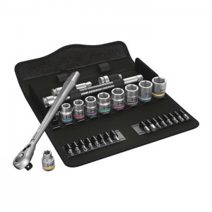 Wera 8100 SB 11 Zyklop Metal Ratchet Set with switch lever, 3/8" drive, imperial (05004051001)