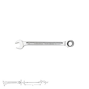 Stahlwille Ratcheting combination wrench OPEN-RATCH 17, size 8 - 24 mm