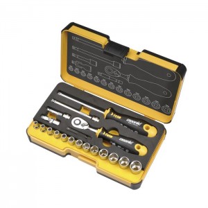 Felo 5781906 Tool set R-GO 19 1/4" with ERGONIC ratchet, sockets and accessories, 19-pce