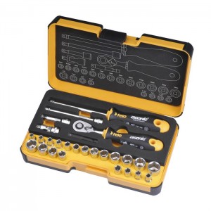 Felo Tool set R-GO 27 1/4" with ERGONIC ratchet, sockets (inch and metric) and accessories, 27-pce 00005782706
