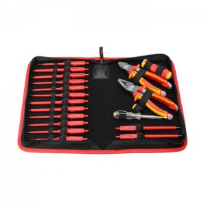 Felo E-smart VDE exchangeable blade set, with VDE pliers and mains tester, 19-pce in zip bag 00006391904