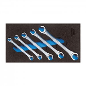 GEDORE Double-ended ring spanner set, open, in Check-Tool module (2309068), 1500 CT1-400
