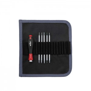 Wiha Screwdriver with interchangeable blade set SYSTEM 4 Slotted, Phillips, 6-pcs. in roll-up bag (00616)