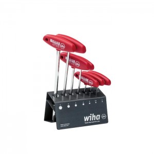 Wiha L-key with T-handle set Hex in work bench stand, 7-pcs., brilliant nickel-plated (00953)