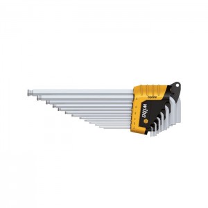 Wiha Stiftschlüssel Set im ErgoStar Halter Sechskant-Kugelkopf MagicRing® 13-tlg. mattverchromt, Zoll-Ausführung (36521)