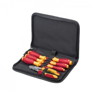 Wiha Tool set electrician Screwdriver, heavy-duty diagonal cutters, 7-pcs. in tool pouch (38020)