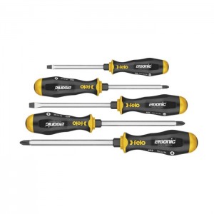 Felo 00045095148 Felo - ERGONIC - Screwdriverset with 3C-handle, continuous blade and hammer cap, 5-pcs.