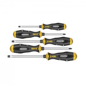 Felo 00045095248 Felo - ERGONIC - Screwdriverset with 3C-handle, continuous blade and hammer cap, 5-pcs.