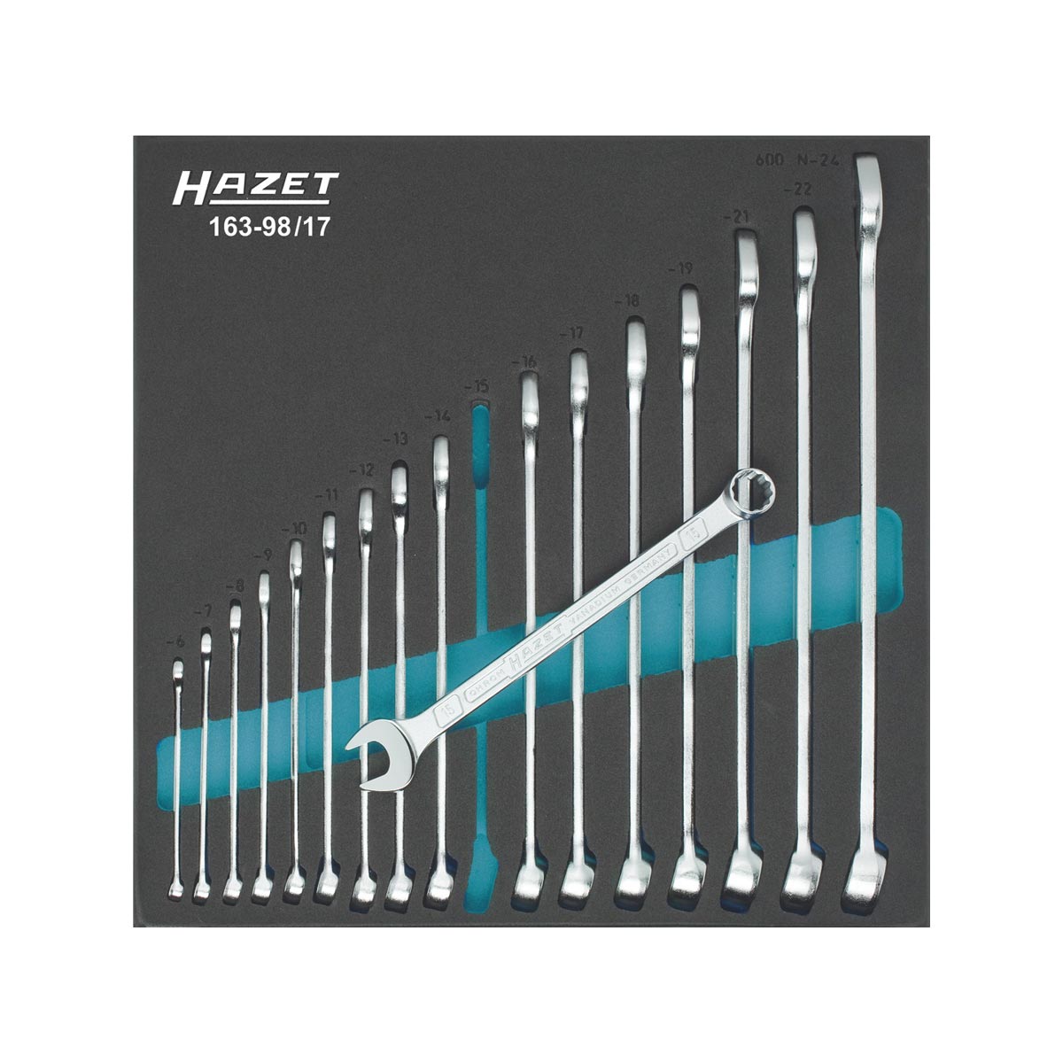 HAZET 163-98/17 Combination wrench set, 17pcs.